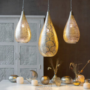 Moroccan hammered hanging lamp