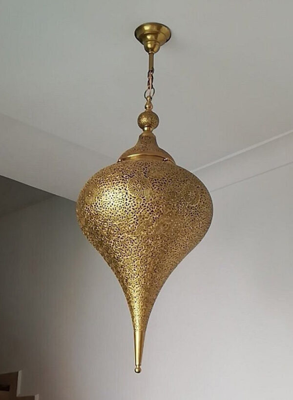 Hammered brass dome lamp