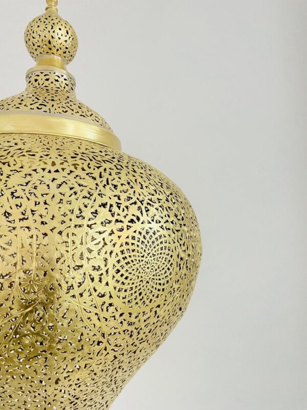 Hammered brass dome lamp