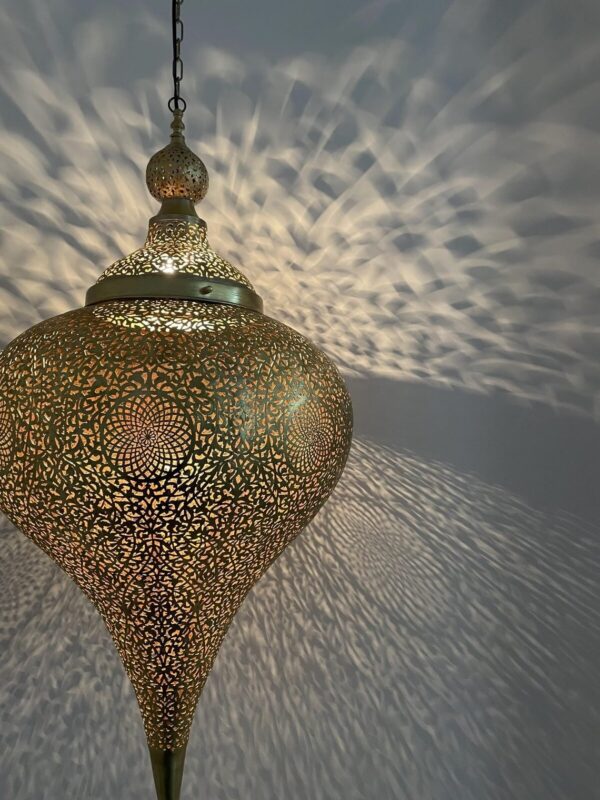 Hammered brass dome lamp