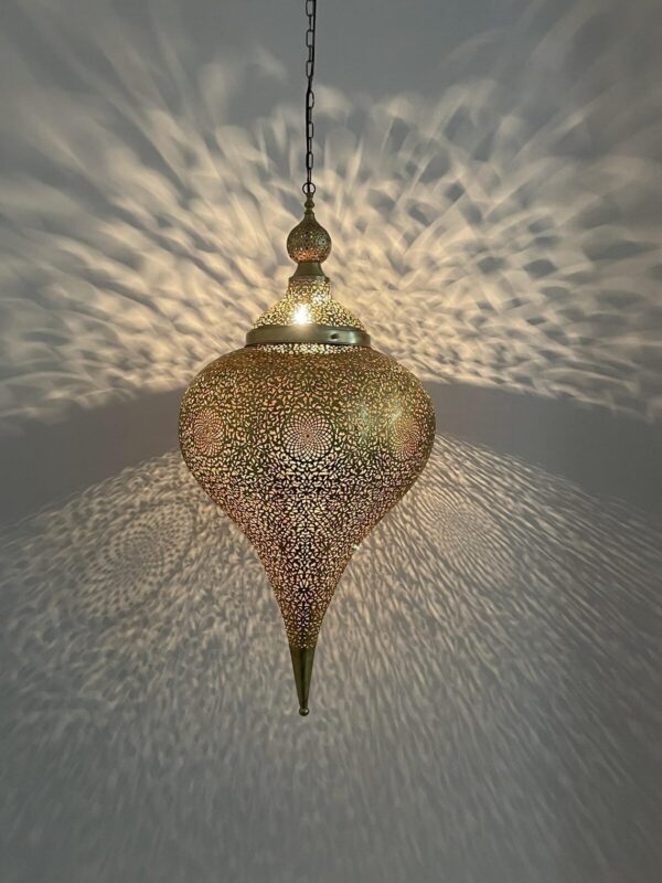 Hammered brass dome lamp